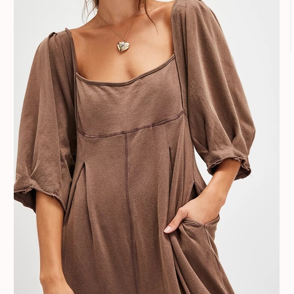 Free People - Brown “Lotta Love” jumpsuit sz Large - Intimately line - Picture 5 of 7